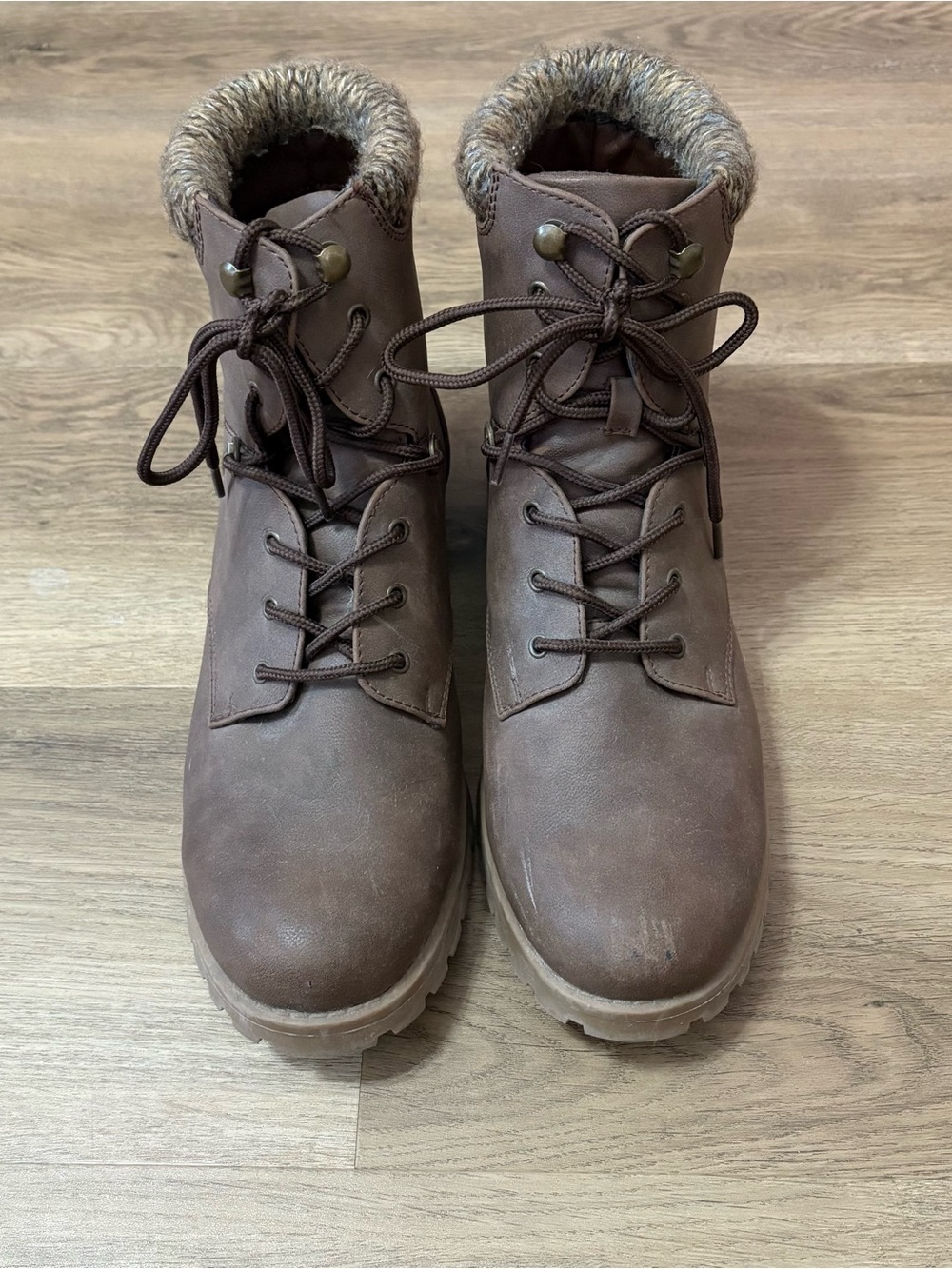 Lace-Up Winter Boots with Faux Fur Collar